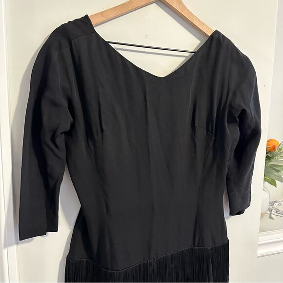 Vintage Black 1940s Handmade Flapper Frill Mini Dress XS - Picture 8 of 10